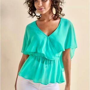 (NWT) VENUS AQUA SURPLUS CHIFFON TOP